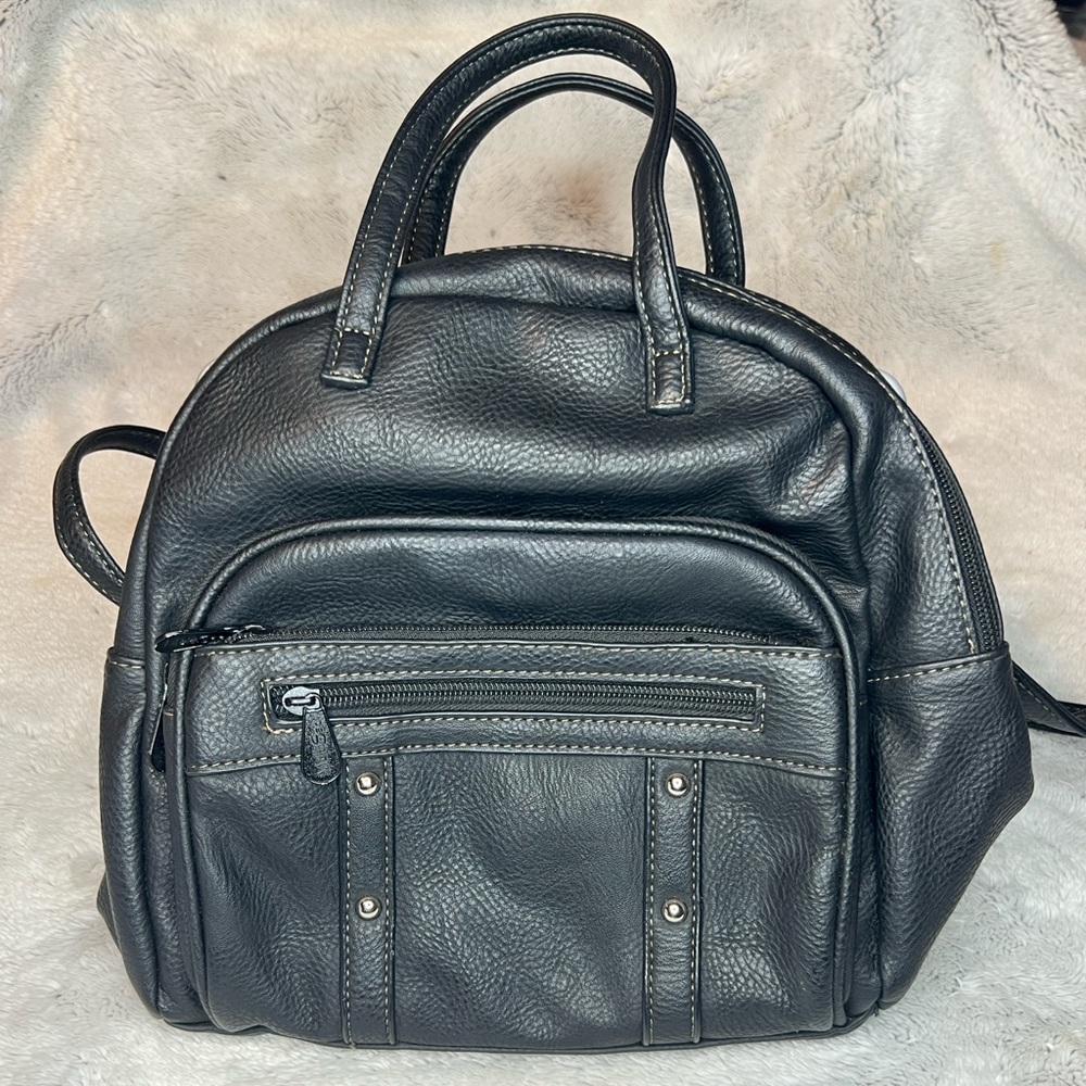 Black Leather Women's Backpack